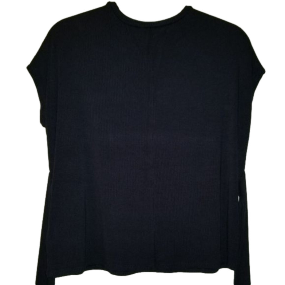 Express Navy Blue Ribbed Tie Front Tee Top XS - Picture 6 of 7